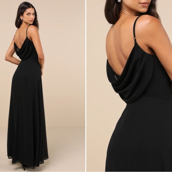 LULU's Sexy Formal Chic Elegant Wedding Flowy Sophisticated Chiffon Maxi Dress - Picture 6 of 6